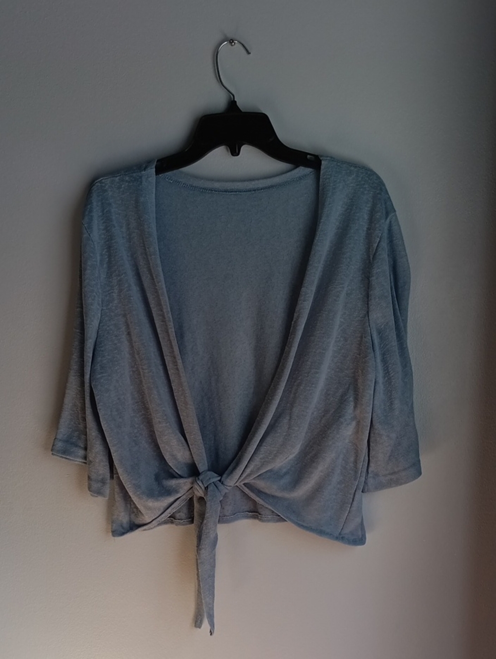 Light Blue Tie-Front Women's Sweater